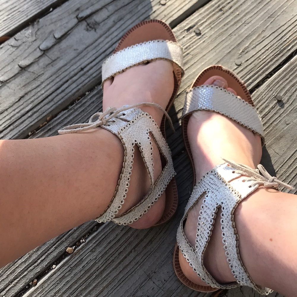 Gold Lace-up Sandals